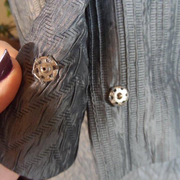 New Moschino CheapandChic Dark Gray Textured Silk Skirt Suit w/Back Bow Size 6 - Picture 8 of 16